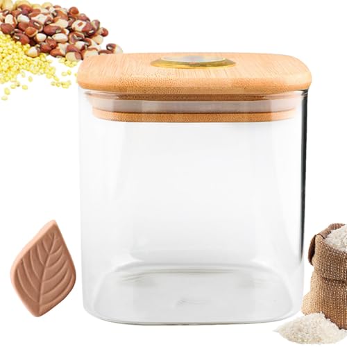Tarros de almacenamiento de vidrio con tapas herméticos, tarro de almacenamiento de azúcar moreno, olla de azúcar de cocina de vidrio, tarro hermético de azúcar morena con medidor de humedad