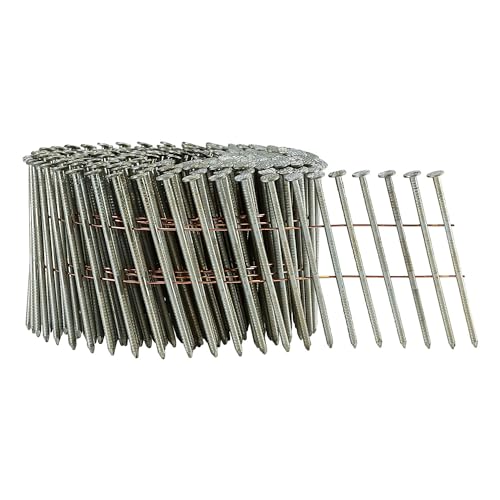 Freeman 15&deg; 2-1/2" Wire Collated Galvanized Ring Shank Coil Siding Nails &ndash; 3,600 Count &ndash; Heavy-Duty Nails for Siding, Wall Sheathing & Roofing &ndash; SNRSG92-25WC