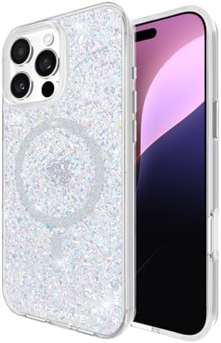Case-mate Twinkle Case w/Magsafe for Apple iPhone 16 Pro Max 6.9" 2024| 12-Ft Drop Protection w/Anti-Scratch Anti Yellowing Coating, Raised Edges, Fashion Case, Wireless Charging - Silver