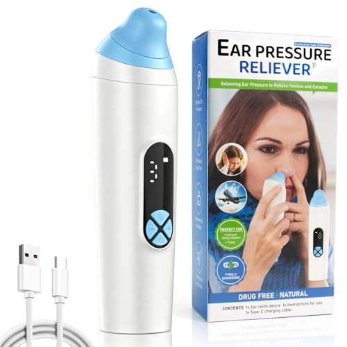 Afenau Ear Pressure Relief Device Eustachian Tube Unblocker with 3 Speed Adjust USB Rechargable Balanced Pressure Ear Popper Ear Relief Device for Flying Diving Swimming
