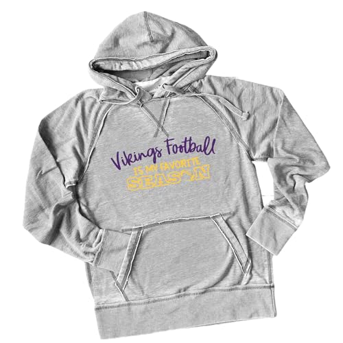 Vikings Hoodie Hooded Sweatshirt Men's Women's Unisex | Minnesota Shirt | Vikings Football is my Favorite Season | Ultra Soft Lightweight Burnout, Light Gray