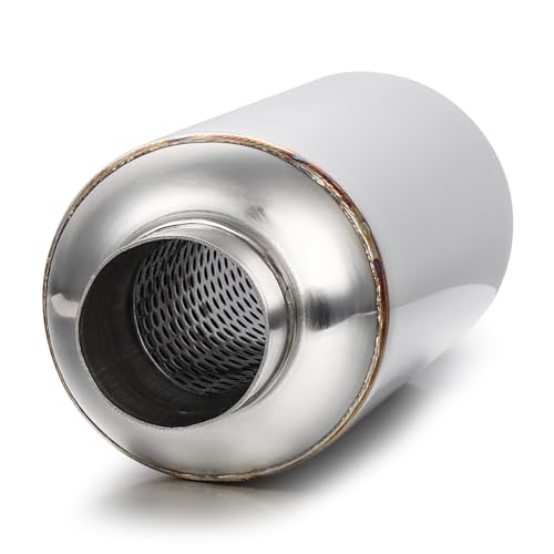 A-KARCK 2.0" Inlet Exhaust Resonator, Muffler Resonator 2.0" Inlet 2.0" Outlet 14'' Overall Length Stainless Steel - Thumbnail 3