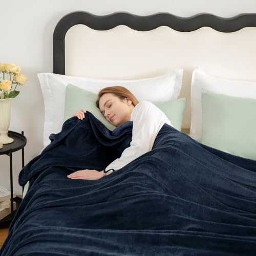 Miniatura 3 de Wavve Manta Franela Para Cama 135 150, Manta Grande Para Sofá 220x240 Cm, Sobrecama Suave, Cálida, Transpirable 240x220 Cm, Azul Marino