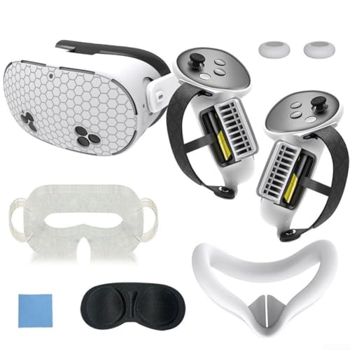 ComfyHarbor Ensemble de housses de protection en silicone 7 en 1 pour casque Meta-Quest 3S VR avec coussinet de nez anti-fuite, couvre-poignée, capuchon de joystick et protection d'objectif en