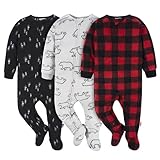 Gerber Unisex Baby Toddler Fleece Footed Pajamas 3-Pack, Bear Forrest, 0-3 Months
