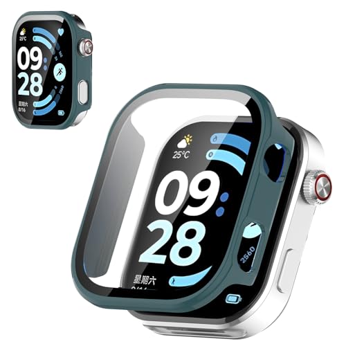 For Redmi Watch 6 �P�[�X �t�B����+PC�t���[�� ��̌^ �ی�J�o�[ �K���X�t�B���� ��̌^ �h�� �h�o�yHUKWIMO�z 3D�S�ʕی� �w��h�~ HD�����ߗ� ���ɋ��� �C�A�[�� �ɔ� �������� ���˒ጸ (�p�C���O���[��)