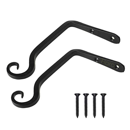 Floro Iron Wall Mounted Hooks, Metal Bracket For Plant Hangers, Lantern, Flower Basket, Bird Feeders, Wind Chimes, Coat Hanging, Indoor Outdoor Home Patio Decor-2 Pcs/Pack #TOP6