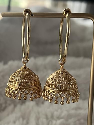 Generic Jhumka style clipon earrings Indian style clipon earrings, Gold and pearls3