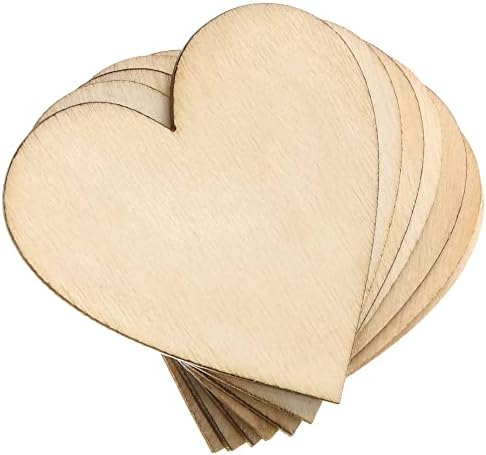 100Pcs Unfinished Wooden Hearts for Crafts, 2-Inch Wooden Heart Blank Unfinished Wood Slices Discs Cutout Pieces DIY Craft Pieces for Wedding Ornaments Christmas Party Embellishment