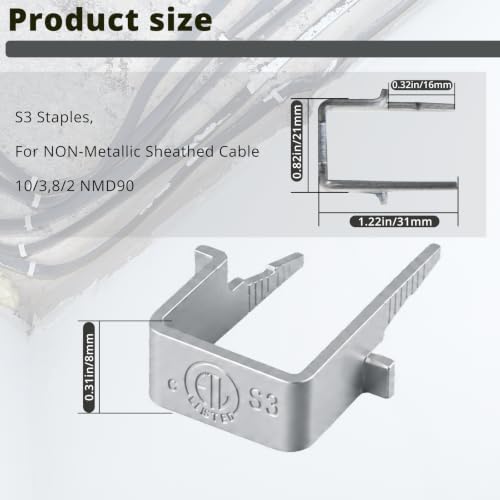 AIRTAK 200-Pack Galvanized Cable Staples for 10/3 8/2 NM-B, ETL Certified by AIRTAK - Image 2