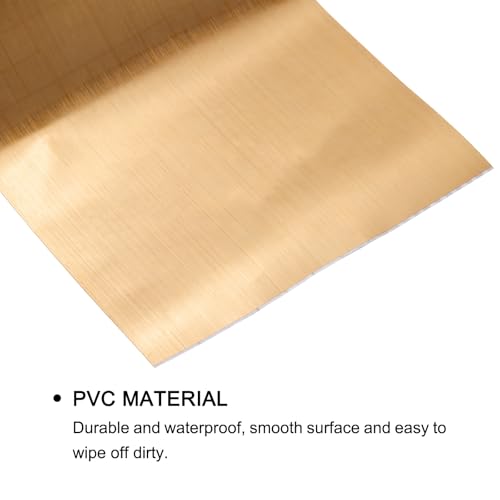 Image of uxcell Waterproof Peel and Stick Decorative Tape Self Adhesive 4.72 inch W x 16.4'L PVC Removable Tape for Wall Edge Gold Tone (Thickened Style)