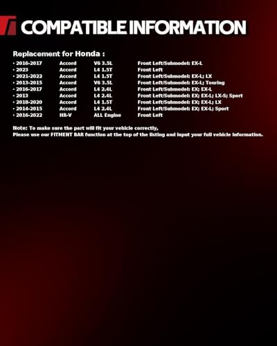 Image of Torchbeam Front Brake Caliper Left for Honda 2013-2017 Accord 2.4L, Honda 2016-2022 HR-V, Honda 2018-2023 Accord 1.5T, Honda 2013-2017 Accord 3.5L, Front Left Caliper Replace # 19B7106