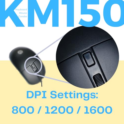 Image of HP KM150 Wired Keyboard and Mouse Combo Full-Size Keyboard, 1600 DPI Ergonomic Optical Sensor Mouse, Instant USB Plug-and-Play, 12 Shortcut Keys, Adjustable Slope Keyboard (3-Years Warranty)
