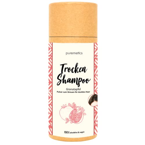 puremetics Zero Waste - Shampoo secco "Melograno", 100 g, per capelli scuri, 100% vegano e senza plastica
