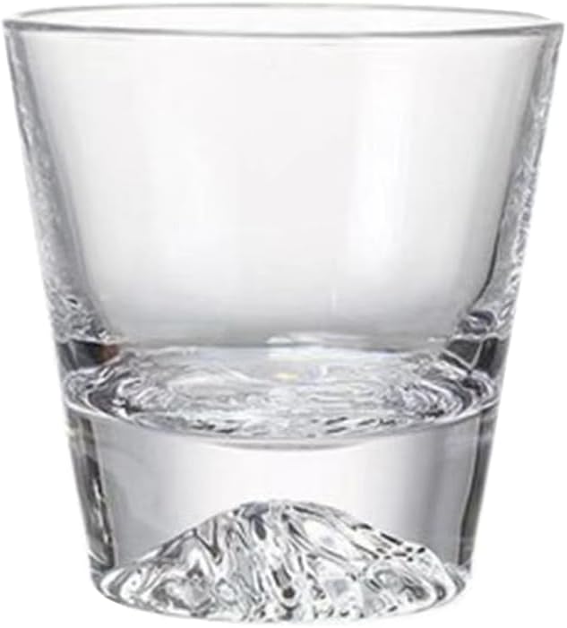 Maya Star Japanese-Style Clear Whiskey Scotch Whiskey Brandy Whiskey Cocktail Glass - Mount Fuji Three-Dimensional Cup Dottom A1, Transparent