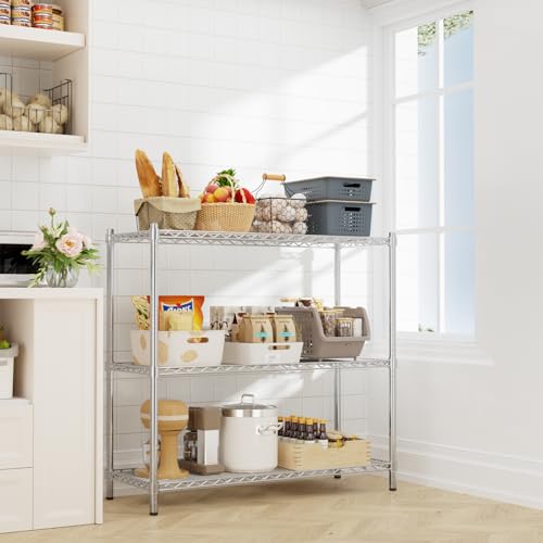 Image of ROOMTEC 3-Tier Wire Shelving Unit,45 inch W*20 inch D*47 inch H,Max Load 1200 lbs