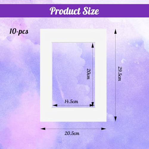 10er Set A4 Passepartouts Weiß – 29.5 x 20.5 cm Außen, 20 x 14.5 cm Innen – Ideal für Bilderrahmen & Fotos mit Tiefeneffekt