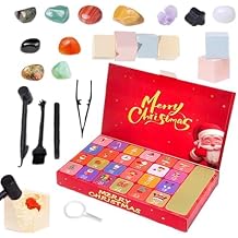 2026 Christmas Advent Calendar Gem Digging Kit with 24 Real Gemstone Stone,24 Days Christmas Countdown Kit, Includes Digging Tools,for Kids Boys Girls Holiday Christmas Gift