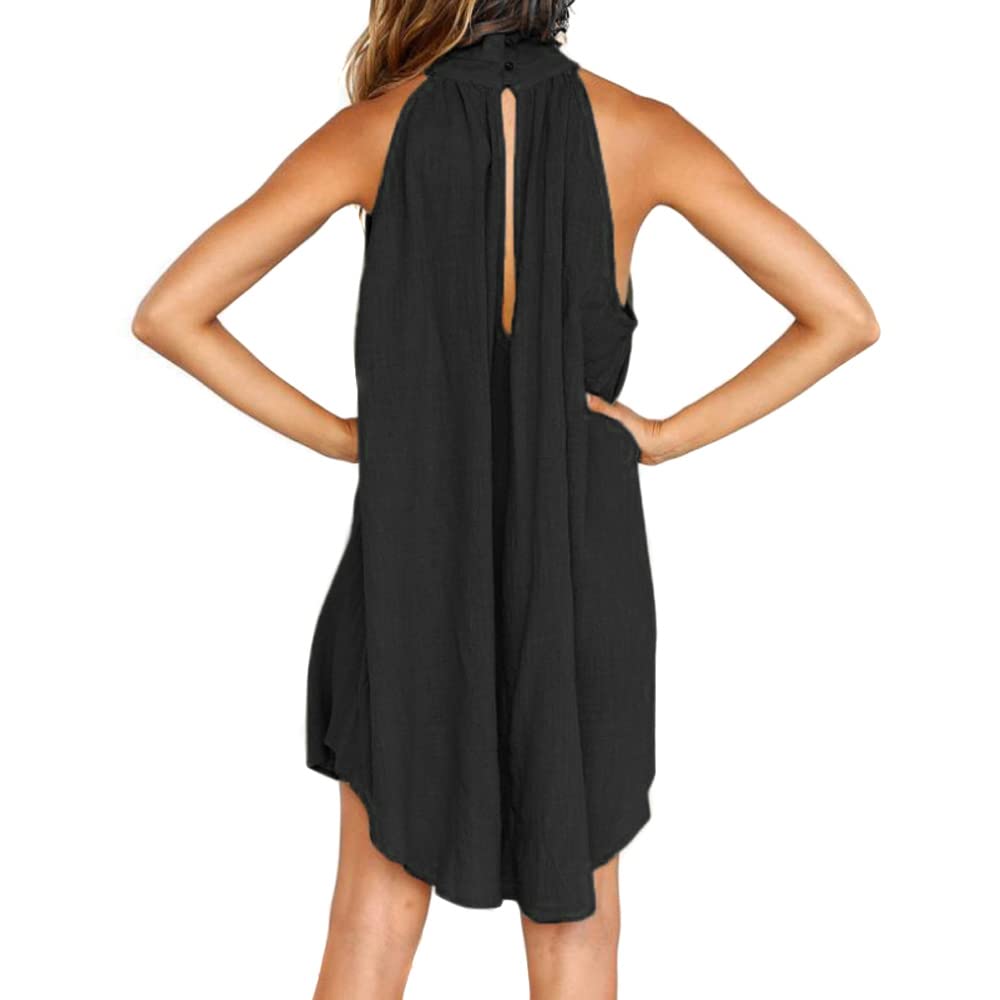 Vestito Donna Elegante Corto Abito Spalle Scoperte Casual Moda Vestitino Tunica Primavera Estate Mini Abitino Copricostume Abito a Tinta Unita a Pieghe per Il Tempo Libero