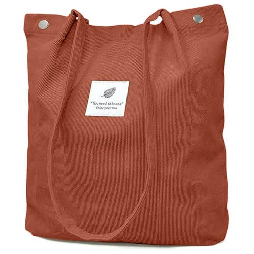 Image of Lyrovo Women Corduroy Shoulder Tote Bag for Work Beach Travel and Shopping Grocery