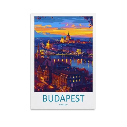 Hungary Art Budapest Travel Poster Canvas Wall Art 24x36in