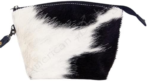 American Darling Bolsa de maquillaje para mujeres y kit de afeitado para hombres, piel de vaca hecha a mano H7 x W10.5 x 3.5 pulgadas, accesorios de