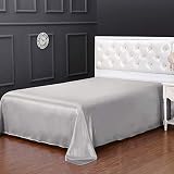 LILYSILK Mulberry Silk Flat Sheet 19 Momme Silk Silk Bed Sheet Silk Sheet (Silvergrey, King-108" x 102")