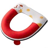 Copri sedile WC in peluche rosso caldo cuscino invernale con maniglia con cerniera per padelle ovali standard 42 x 38 cm (C)