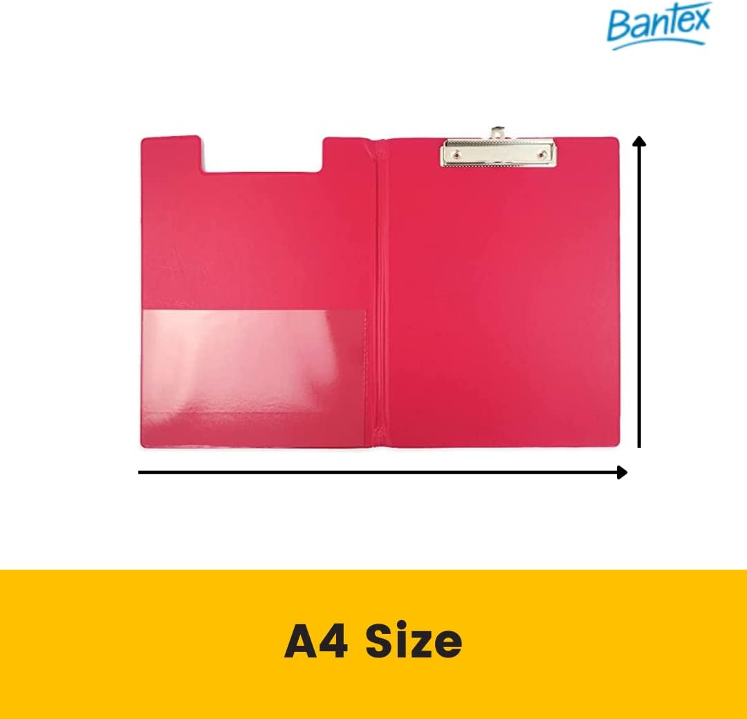Bantex, Clipfolder A4, Spring Clip Mechanism , Clear Pocket for Storage, Retractable Hanging Hook, Durable PVC, Dark Pink
