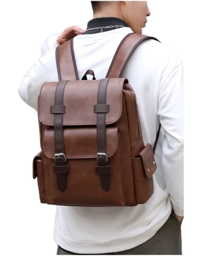Mochila Executiva Impermeável mochilas escolar Masculina/Feminina material de couro pu Marrom