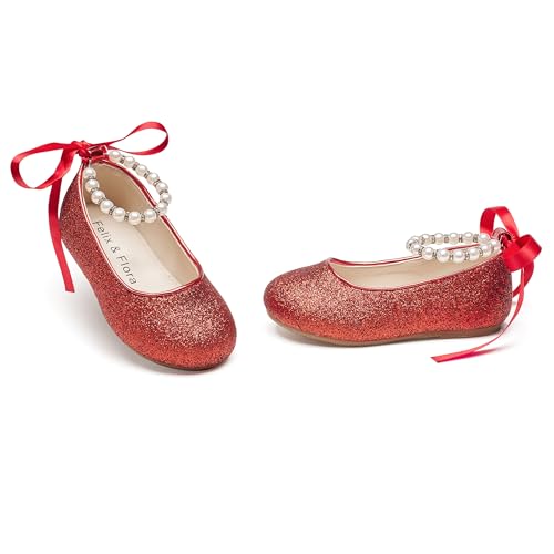 Image of Felix & Flora Girls Toddler Little Ballet Shoes - Flower Girls Mary Jane Flats Dress Shoes Party Wedding