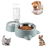 Cuenco Doble para Mascotas,Comedero para Perro Gato Comedero Automático Mascotas y Dispensador de Agua,Cuenco para Comer con Botella de Agua dispensador de Agua,para Mascotas, Perros, Gatos (B)