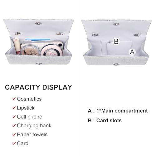 Image of RNIEGA Clutch Purses for Women, Evening Bag with Detachable Chain Ladies Sparkling Party Handbag Wedding Bags