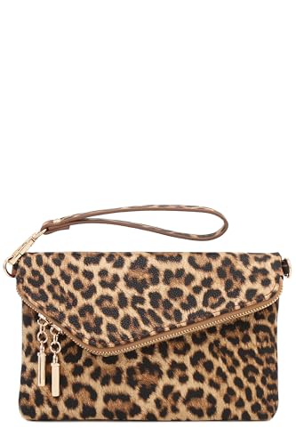 Image of FashionPuzzle Envelope Wristlet Clutch Crossbody Bag with Chain Strap