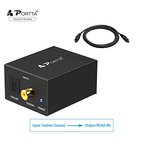 Portta Digital to Analog Audio Converter DAC SPDIF Optical to L/R RCA Converter