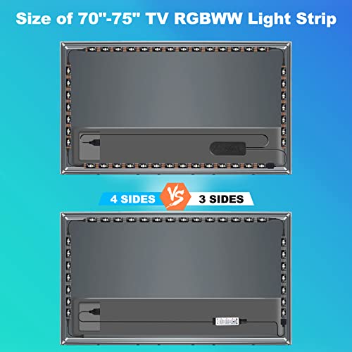 Luces LED RGBWW Bluetooth para TV 70-75 pulgadas con control app miniatura 7