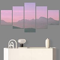 SIGNWIN 5 Panel Canvas Wall Art Coastal Multicolor Photography Relax/Calm Romantics Sunset for Home Decorations Ready to Hang - 60