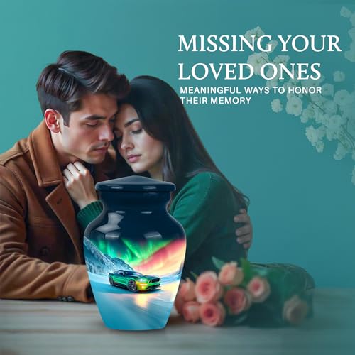 Image of Car Urn - Cremation Urn Human Remains - 3 Inch - Pack of 4 - Funeral Ash Urns Mini - Decorative Urns for Human Ashes - Burial Decorative for Mom & Dad