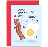 Old English Co. Funny Wedding Anniversary Card for Husband or Wife - Don't Go Bacon My Heart Pun - Engagement Valentine's Card for Couple, Boyfriend, Girlfriend, Fiance | Blank Inside with Envelope
