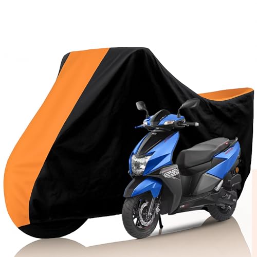 Image of All Weather Protection Two Wheeler Cover for TVS Ntorq 125, Scooter & Scooty | Anti Dust, 100% Water Resistance, Heat Resistant, UV Proof - Triple Stitched | (Black Top Orange)