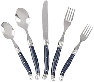 Laguiole 20 Piece Flatware Set – Stainless Steel Cutlery Set – Dishwasher Safe Silverware Set – Luxurious Utensil Sets w/Knives, Spoons and Forks Set (Navy Blue, Service for 4)