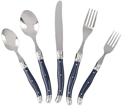 Laguiole 20 Piece Flatware Set – Stainless Steel Cutlery Set – Dishwasher Safe Silverware Set – Luxurious Utensil Sets w/Knives, Spoons and Forks Set (Navy Blue, Service for 4)