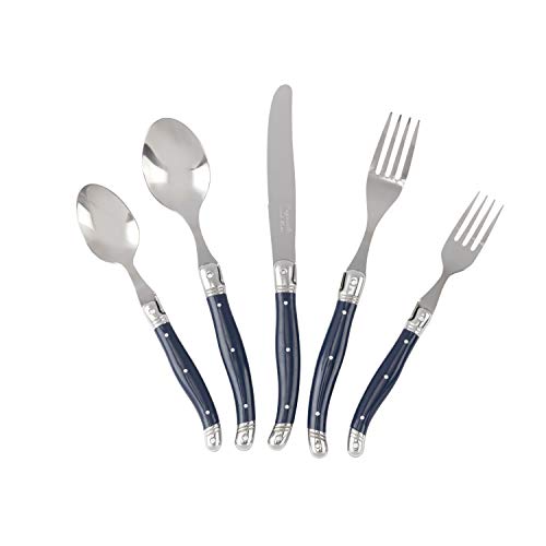 Laguiole 20 Piece Flatware Set – Stainless Steel Cutlery Set – Dishwasher Safe Silverware Set – Luxurious Utensil Sets w/Knives, Spoons and Forks Set (Navy Blue, Service for 4)