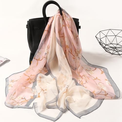 MINIDORA Lightweight Scarves for Women Elegant Floral Pattern Scarf Shawls Sunscreen Head Shawls
