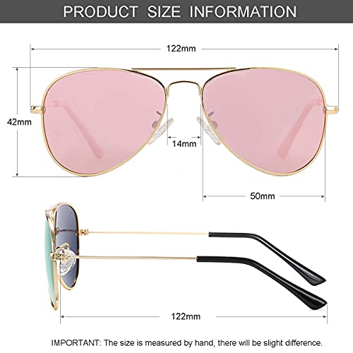 Kids Polarized Aviator Sunglasses For Little Girls Boys Age 3-8 (Gold/Pink Mirror) #TOP5