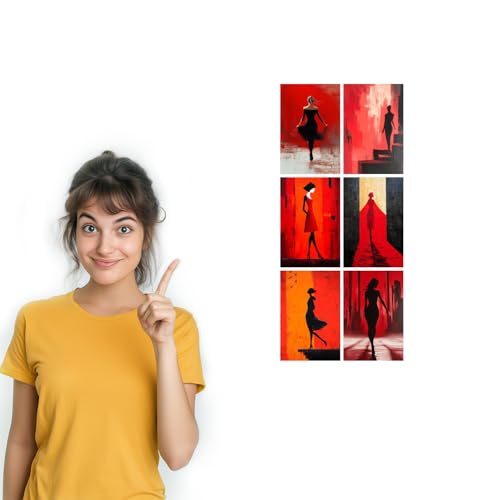 Image of SiddArtify Abstract Woman Wall Art Prints Set - Modern Silhouette Poster Decor for Living Room Bedroom Office - Set of 2-4x6 Inch - Board (Pack of 6) - Sticker (Pack of 6)