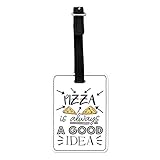 Gift Base Pizza Es Siempre un Buen Idea Visual Equipaje Etiqueta con Correa Negra