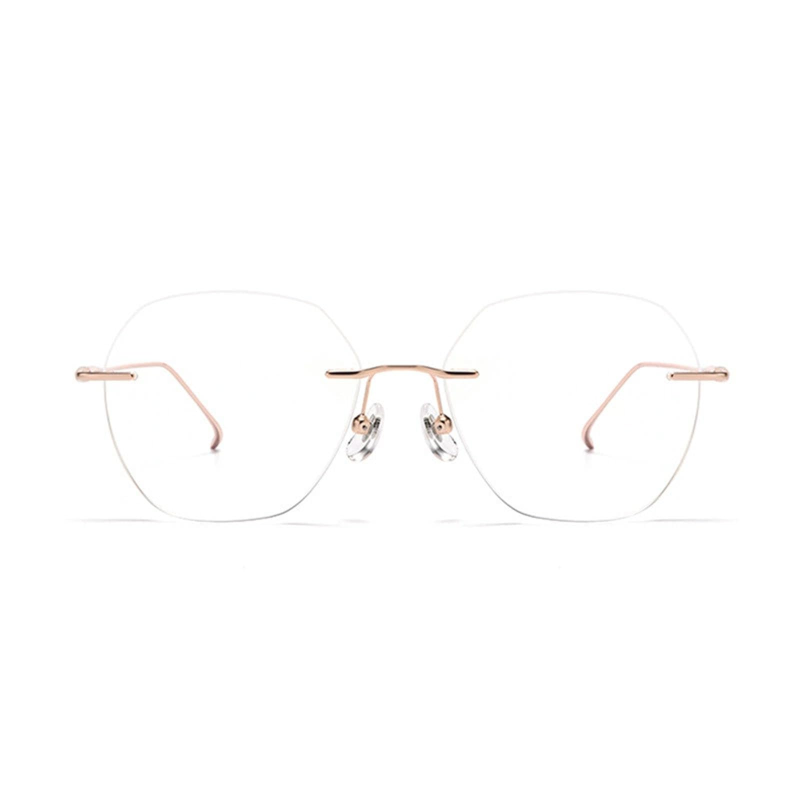 Gafas Luz Azul Sin Montura Marco De Metal Bloque Luz Azul Gafas Ordenador para Gaming, Pc, Lectura Hombre Y Mujer Rose Gold,1