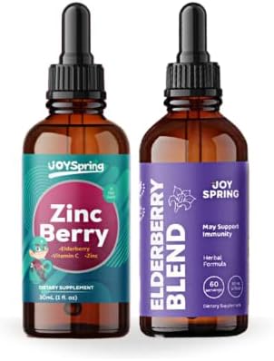 Joy Spring Zinc with Vitamin C Supplements for Kids and Elderberry Syrup for Kids Immune Support