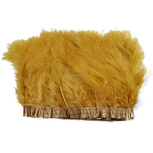 KOLIGHT Lot de 2 mètres, bordure en plumes de marabou naturelle de dinde, 15 à 20 cm de largeur doré Cover